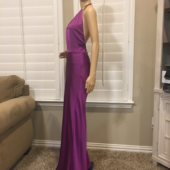 “MARCIANO” PURPLE SATIN DRESS WITH ATTACHED GOLD CHOKER NECKLACE – SZ 4 - Picture 9 of 13